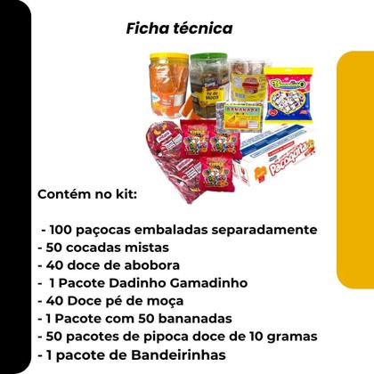 Imagem de Kit Festa Junina Arraiá São João Doces pipoca Doce, cocada