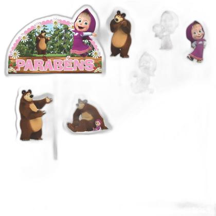 Imagem de Kit Festa Masha E O Urso 39 Itens Painel + Faixa + Enfeites