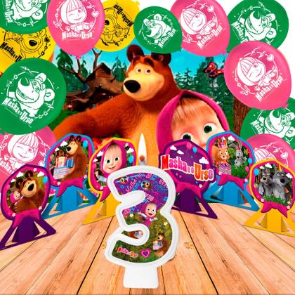 Imagem de Kit Festa Masha E O Urso Display +painel + Bexigas + Vela 3