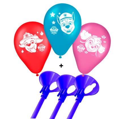 Imagem de Kit festa Patrulha Canina Decora 10 Varetas Azul +25 bexigas