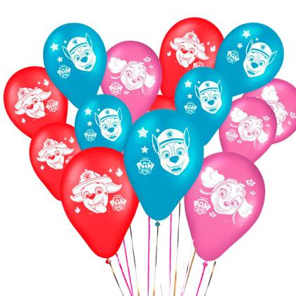 Imagem de Kit festa Patrulha Canina Toalha Vermelha + 25 balões N9 + Painel GG