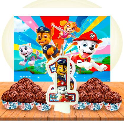 Imagem de Kit festa Patrulha canina Vela 1+ Forminhas + Painel GIGANTE