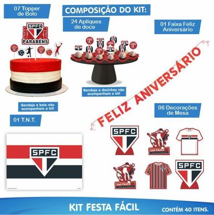 Imagem de Kit Festa São Paulo 39 Itens Painel + Faixa + Enfeites + Topo de Bolo - OFICIAL!