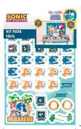 Imagem de Kit festa Sonic EVA decoração aniversário completa 39pçs - Piffer