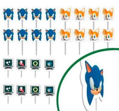 Imagem de Kit festa Sonic EVA decoração aniversário completa 39pçs - Piffer