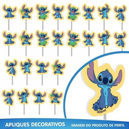 Imagem de Kit Festa Stitch Enfeites De Mesa Toppers Faixa Aniversário