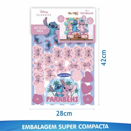 Imagem de Kit Festa Stitch Rosa Decoração Aniversário + 25 Balão