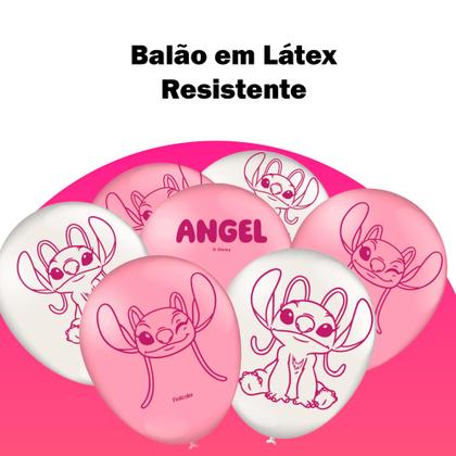 Imagem de Kit Festa Stitch Rosa Decoração Aniversário + 25 Balão