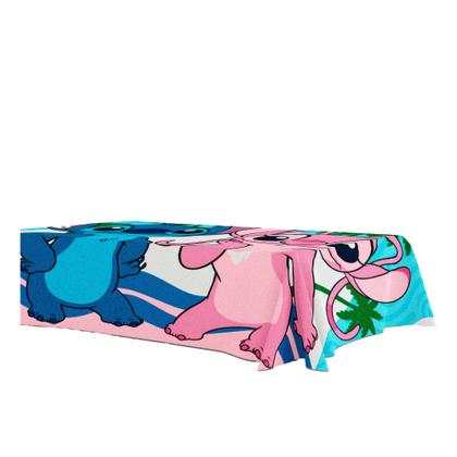 Imagem de Kit festa Stitch Rosa Decoração Aniversário Toalha + Painel