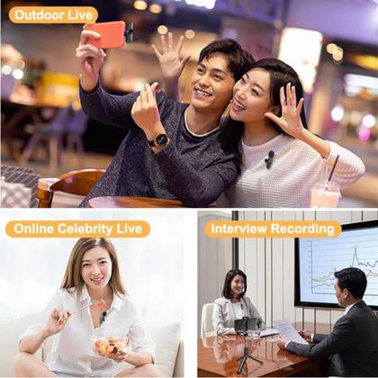 Imagem de Kit Filmagem Tripé Bastão Estabilizador Celular Controle + Microfone Sem Fio Tipo-C