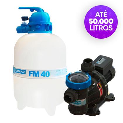 Imagem de Kit Filtro E Bomba Motor 1/2cv Piscinas Até 50m³ Sodramar