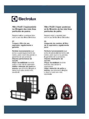 Imagem de Kit Filtros Fea01 Aspiradores Pó Easy1 Easy2 Electrolux Orig