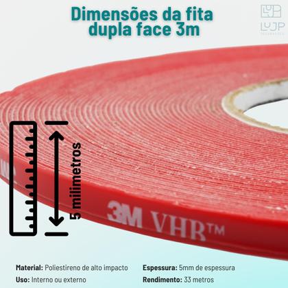 Imagem de Kit Fita Adesiva Dupla Face 3M VHB Uso Geral Fixação de Objetos e Decoração