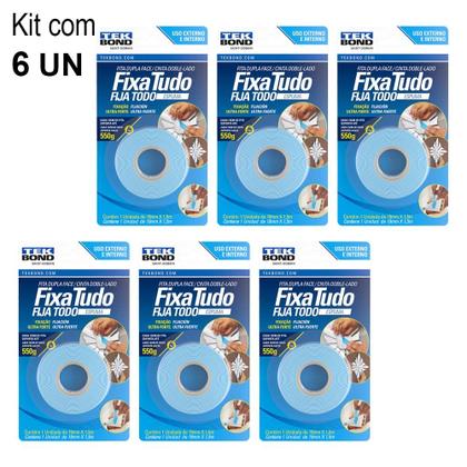 Kit Fita Dupla Face Espuma 19mm x 1,5m Interno/Externo Fixa Tudo 6 Unidades - TEK BOND Imagem de Kit Fita Dupla Face Espuma 19mm x 1,5m Interno/Externo Fixa Tudo 6 Unidades - TEK BOND