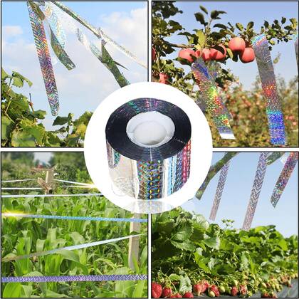 Imagem de KIT Fita Refletiva Holográfica Espanta Pássaros Protege Suas Plantações Frutas Hortas 45M BOM1318