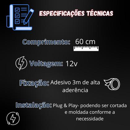 Imagem de Kit Fitas Led DRL Farol + Seta 12v 60cm Duster Oroch 2011 2012 2013 2014 2015 2016 2017 2018 2019 2020