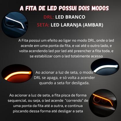 Imagem de Kit Fitas Led DRL Farol + Seta 12v 60cm Onix 2012 2013 2014 2015 2016 2017 2018 2019 2020 2021 2022