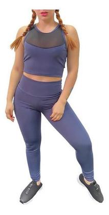 Imagem de Kit Fitness Top Com Bojo E Legging Cintura Alta Conjunto K03