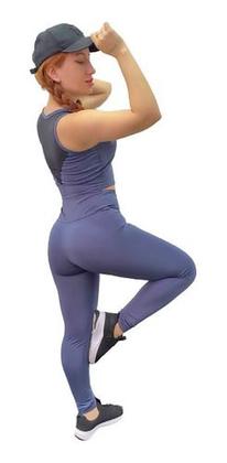 Imagem de Kit Fitness Top Com Bojo E Legging Cintura Alta Conjunto K03