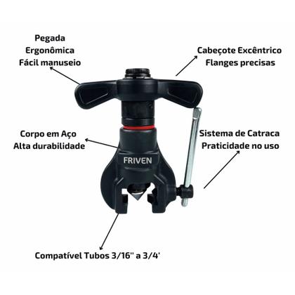 Imagem de Kit Flangeador Excêntrico 3/16 Á 3/4 Com Catraca Novidade