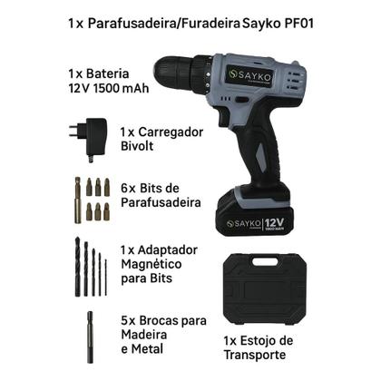 Imagem de Kit Flangeador Excêntrico com Limitador de Torque + Parafusadeira Sayko PF01 12V