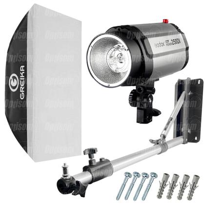 Imagem de Kit Flash Estúdio Godox Mini Pioneer 250di 110v Com Softbox 50x70 E Suporte Parede/Teto