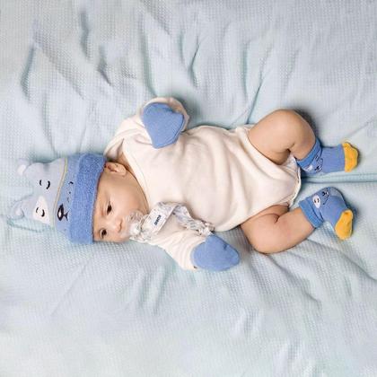 Imagem de Kit Fofurinha Touca Luva e Meia Bebê Recém Nascido Menino