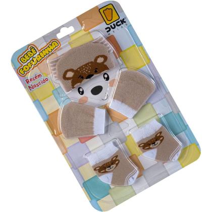 Imagem de Kit Fofurinha Touca Luva e Meia Bebê Recém Nascido Menino