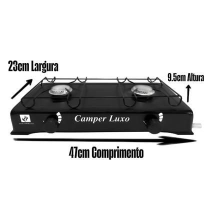 Imagem de Kit Fogão 2 Bocas Preto Baixa Pressão Completo Mangueira e Regulador de Botijão 13k