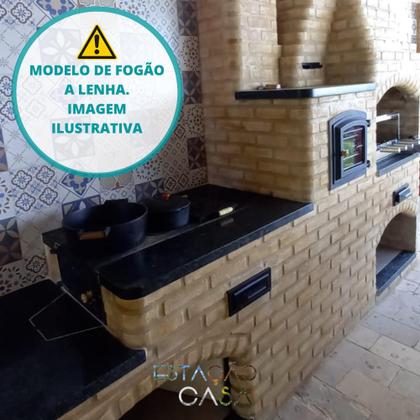 Imagem de Kit Fogão a Lenha Forno Vidro + Chapa 4 Furos Multiuso