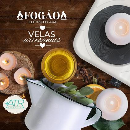 Kit Fogão + Caneca Esmaltada Fabricação Velas Artesanais - Atr Essencias Imagem de Kit Fogão + Caneca Esmaltada Fabricação Velas Artesanais