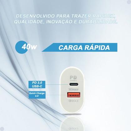 Imagem de Kit Fonte Carregador Carga Rápida Turbo Pd40w Para IOS Cor Branco