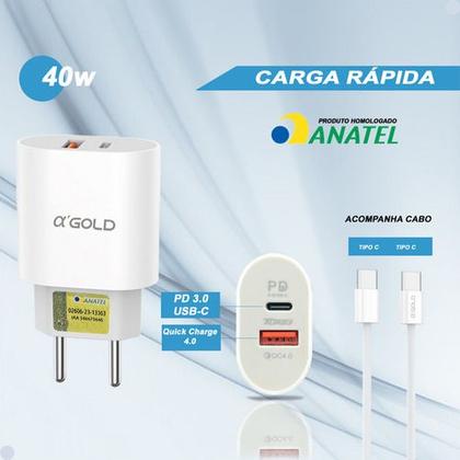 Imagem de Kit Fonte Carregador Carga Rápida Turbo Pd40w Para IOS Cor Branco
