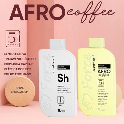 Imagem de Kit Force Afro Coffee 1L e Boltox Argan 1Kg Liso Perfeito Brilho e Tratamento