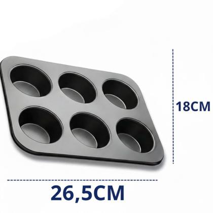 Imagem de Kit Forma de Teflon Assadeira Antiaderente 6 Cavidades Forminha Cupcakes Silicone Bolinhos Pão De Queijo Muffins
