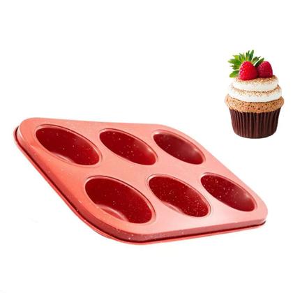 Imagem de Kit Forma para Cupcakes Color 6 Cavidades + Luva de Silicone Vermelha