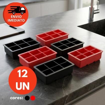 Imagem de Kit Forma Silicone Gelo 6 Cubos Grande Flexível Maleável Drink Whisky Chocolate Gelatina Barman