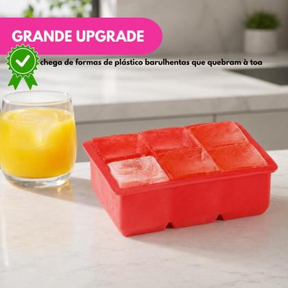 Imagem de Kit Forma Silicone Gelo 6 Cubos Grande Flexível Maleável Drink Whisky Chocolate Gelatina Barman