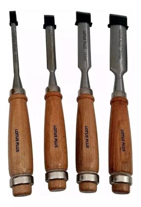 Imagem de Kit Formão Goiva Profissional Com 4 Peças Lotus