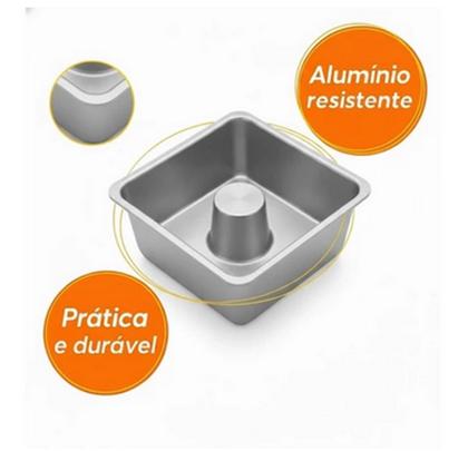 Imagem de kit FormaS de Bolo Pudim Quadrado torta Suíça e Coração alumínio Profissional