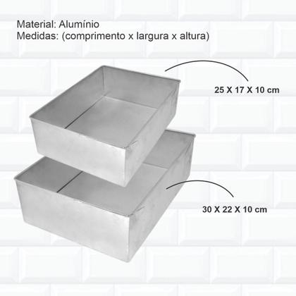 Imagem de Kit Formas De Bolo Retangular Assadeira Alta 25 Cm + 30 Cm