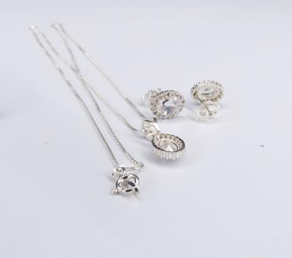 Imagem de Kit Formatura Colar Brinco Prata 925 Oval