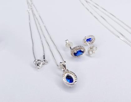 Imagem de Kit Formatura Colar Brinco Prata 925 Oval