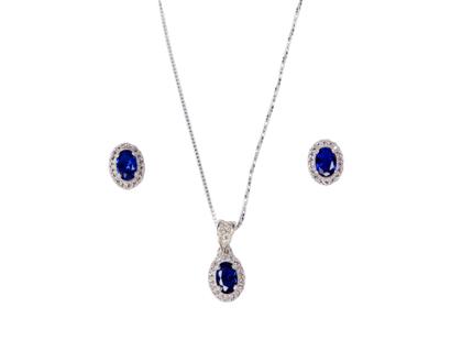 Imagem de Kit Formatura Colar Brinco Prata 925 Oval