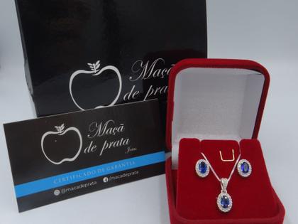 Imagem de Kit Formatura Colar Brinco Prata 925 Oval