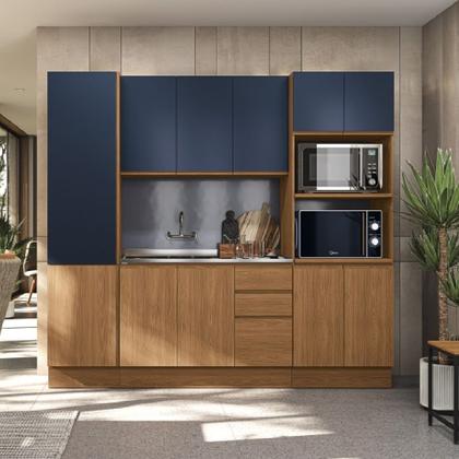 Imagem de Kit Forno e Micro-ondas 4 Portas Ciela R630 Kappesberg Canela e Azul Profundo