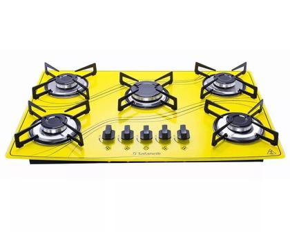 Imagem de Kit Forno Embutir Inox 45L Cooktop 5Q Amarelo Safanelli