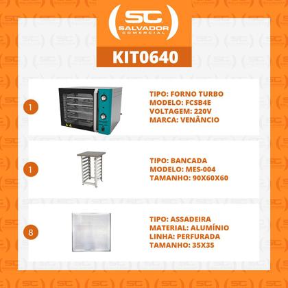 Imagem de KIT - Forno Turbo Convector Smart Basic. Inox e Turquesa FCSB4E 220v + Bancada Mes-004 + 8Formas