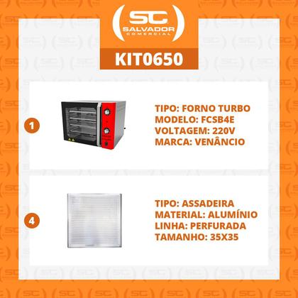Imagem de KIT - Forno Turbo Convector Smart Basic Inox e Vermelho FCSB4E 220v + 4 Assadeiras - Venâncio