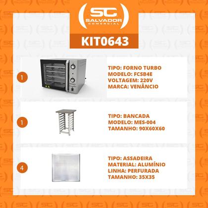 Imagem de KIT - Forno Turbo Convector Smart Basic Inox FCSB4E 220v + Bancada Mes-004 + 4 Assadeiras - Venâncio